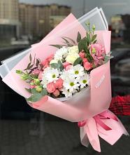 Букет цветов из:  Розы, Лизиантусы и Хризантемы в Керчи